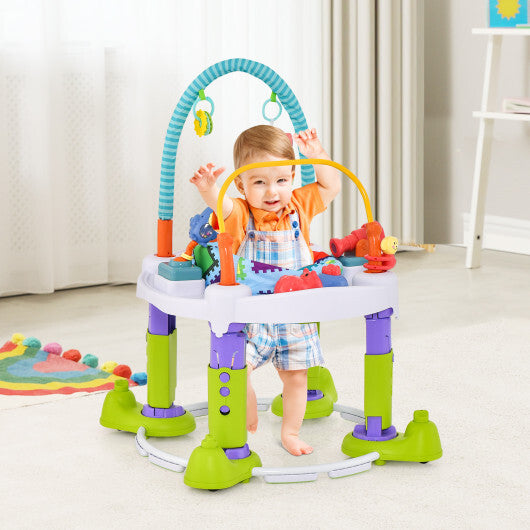 4-in-1 Baby Bouncer Activity Center with 3 Adjustable Heights-Green - Color: Green