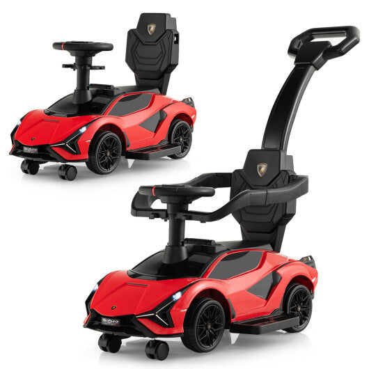 3 in 1 Licensed Lamborghini Ride Walking Toy Stroller-Red - Color: Red - Minihomy