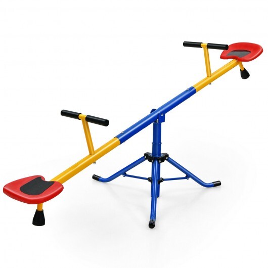 360?Rotation Kids Seesaw Swivel Teeter Totter Playground Equipment - Color: Black - Minihomy