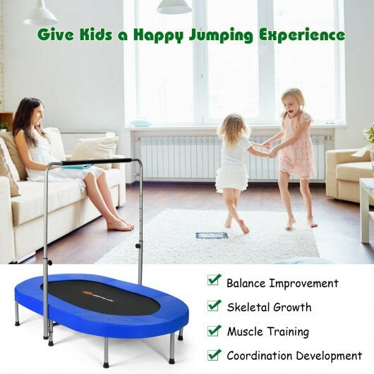 2-Person Foldable Mini Kids Fitness Rebounder Trampoline-Blue - Color: Blue - Minihomy