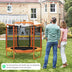 5 Feet Kids 3-in-1 Game Trampoline with Enclosure Net Spring Pad-Orange - Minihomy