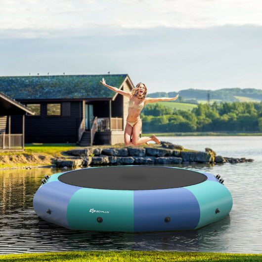 10 Feet Inflatable Splash Padded Water Bouncer Trampoline-Blue - Color: Blue