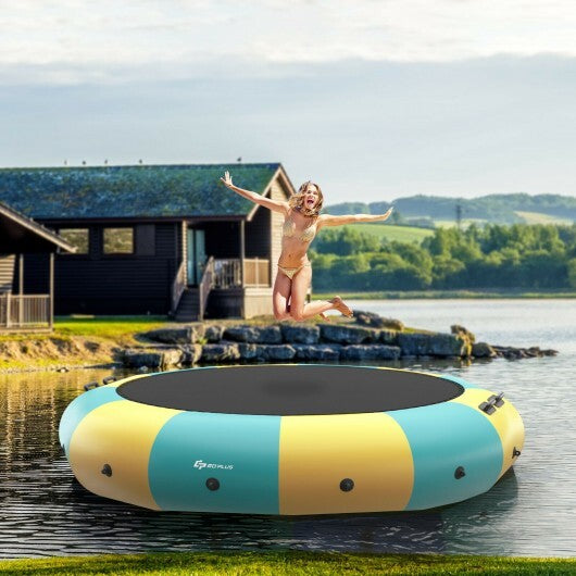 15 Feet Inflatable Splash Padded Water Bouncer Trampoline-Yellow - Minihomy