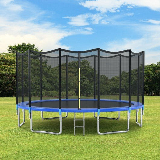 8/10/12/14/15/16 Feet Outdoor Trampoline Bounce Combo with Safety Closure Net Ladder-16 ft - Color: Black - Size: 16 ft - Minihomy