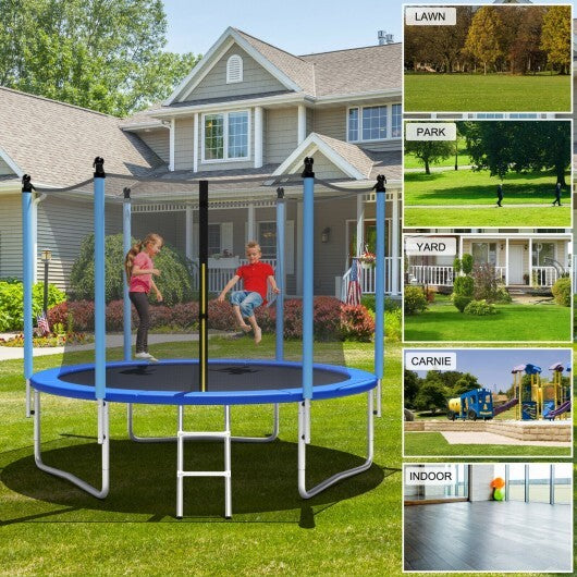 Outdoor Trampoline with Safety Closure Net-8 ft - Color: Blue - Size: 8 ft - Minihomy