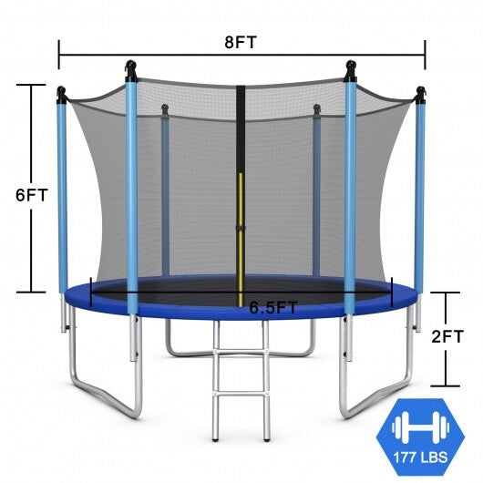 Outdoor Trampoline with Safety Closure Net-8 ft - Color: Blue - Size: 8 ft - Minihomy