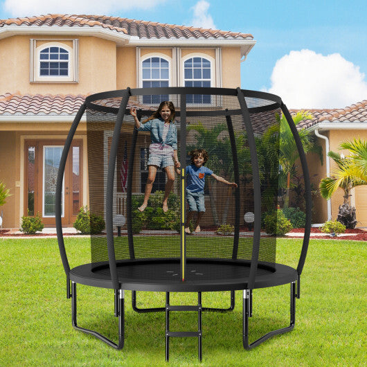 8 Feet ASTM Approved Recreational Trampoline with Ladder-Black - Color: Black - Size: 8 ft - Minihomy