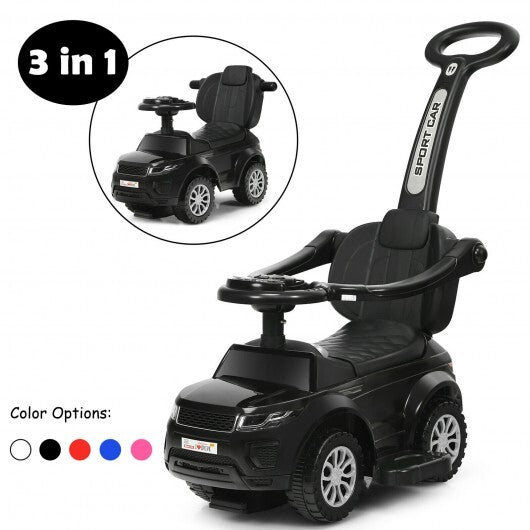 Honey Joy 3 in 1 Ride on Push Car Toddler Stroller Sliding Car with Music-Black - Minihomy