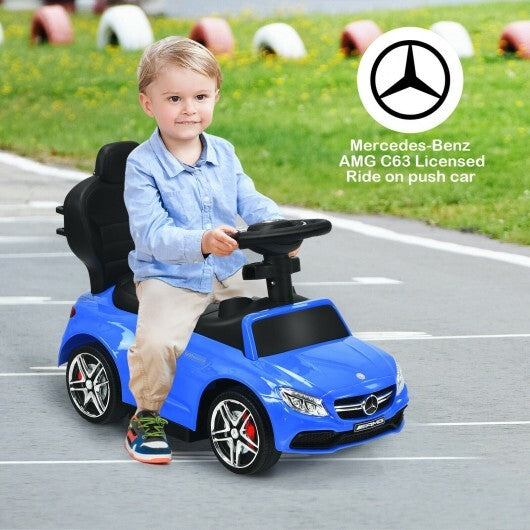 3-in-1 Mercedes Benz Ride-on Toddler Sliding Car-Blue - Color: Blue - Minihomy