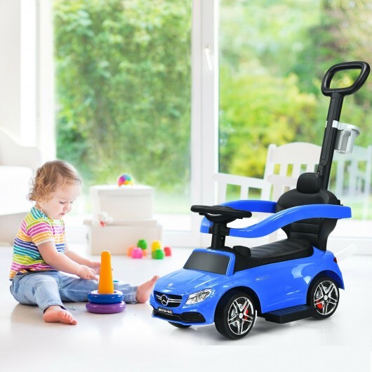 3-in-1 Mercedes Benz Ride-on Toddler Sliding Car-Blue - Color: Blue - Minihomy