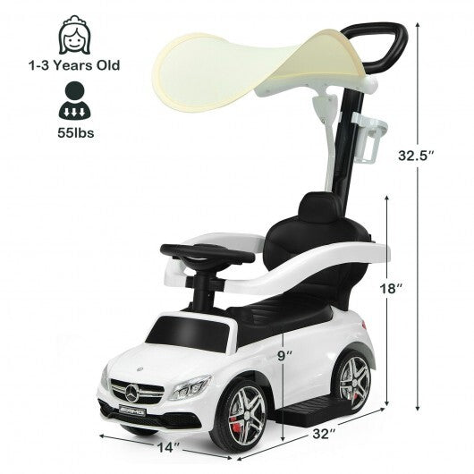 3-in-1 Mercedes Benz Ride-on Toddler Sliding Car-White - Color: White - Minihomy