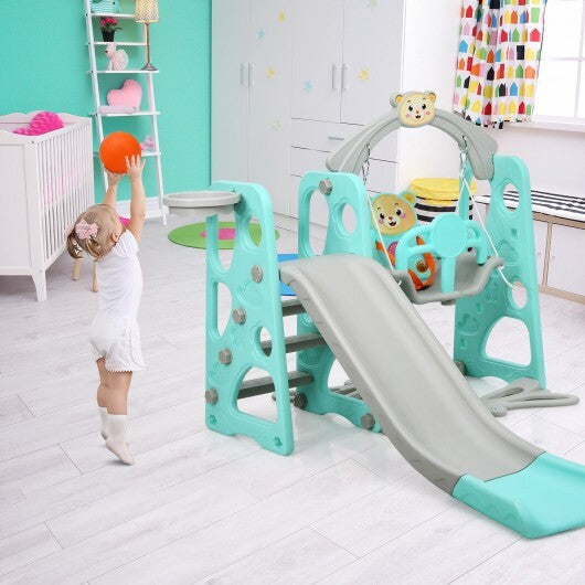 3 in 1 Toddler Climber and Swing Set Slide Playset-Green - Color: Green - Minihomy