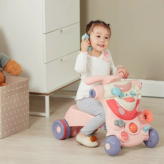 2-in-1 Baby Walker with Activity Center-Pink - Color: Pink - Minihomy