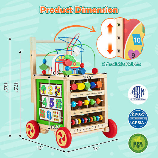 6-In-1 Developmental Learning Educational Toy with Bead Maze - Color: Multicolor - Minihomy