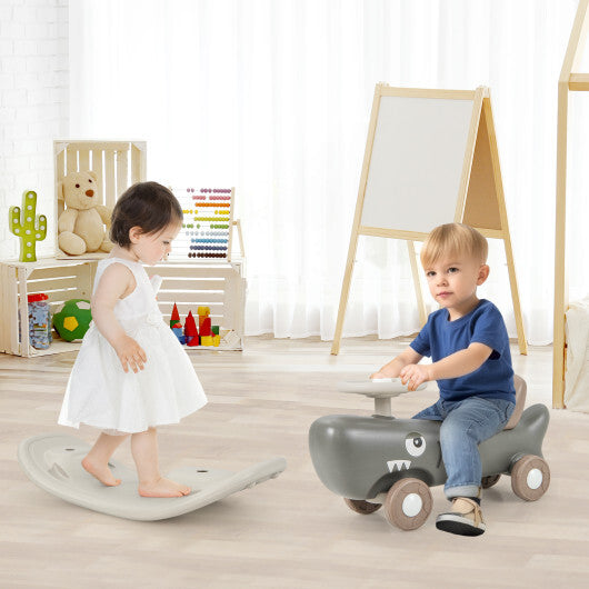 Convertible Rocking Horse and Sliding Car with Detachable Balance Board-Dark Gray - Color: Dark Gray - Minihomy