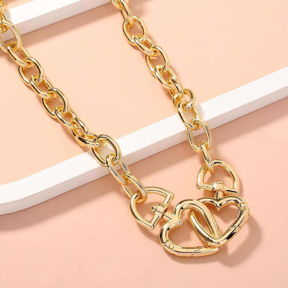 Electroplating Big Heart Big Necklace - Minihomy