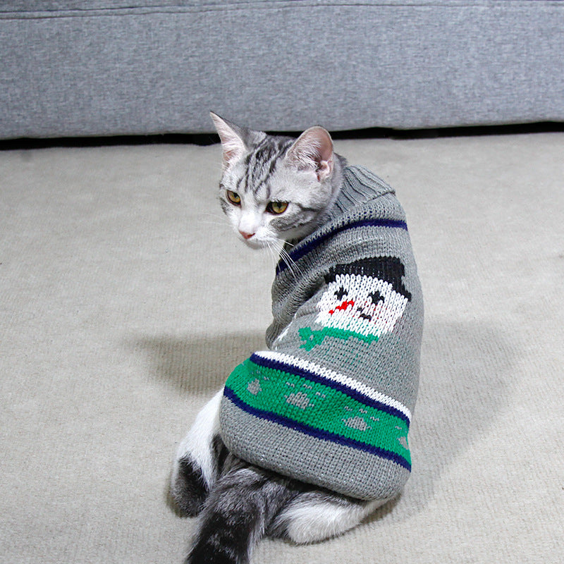 Dog Cat Sweater Pet Christmas Knitting High Collar Clothes