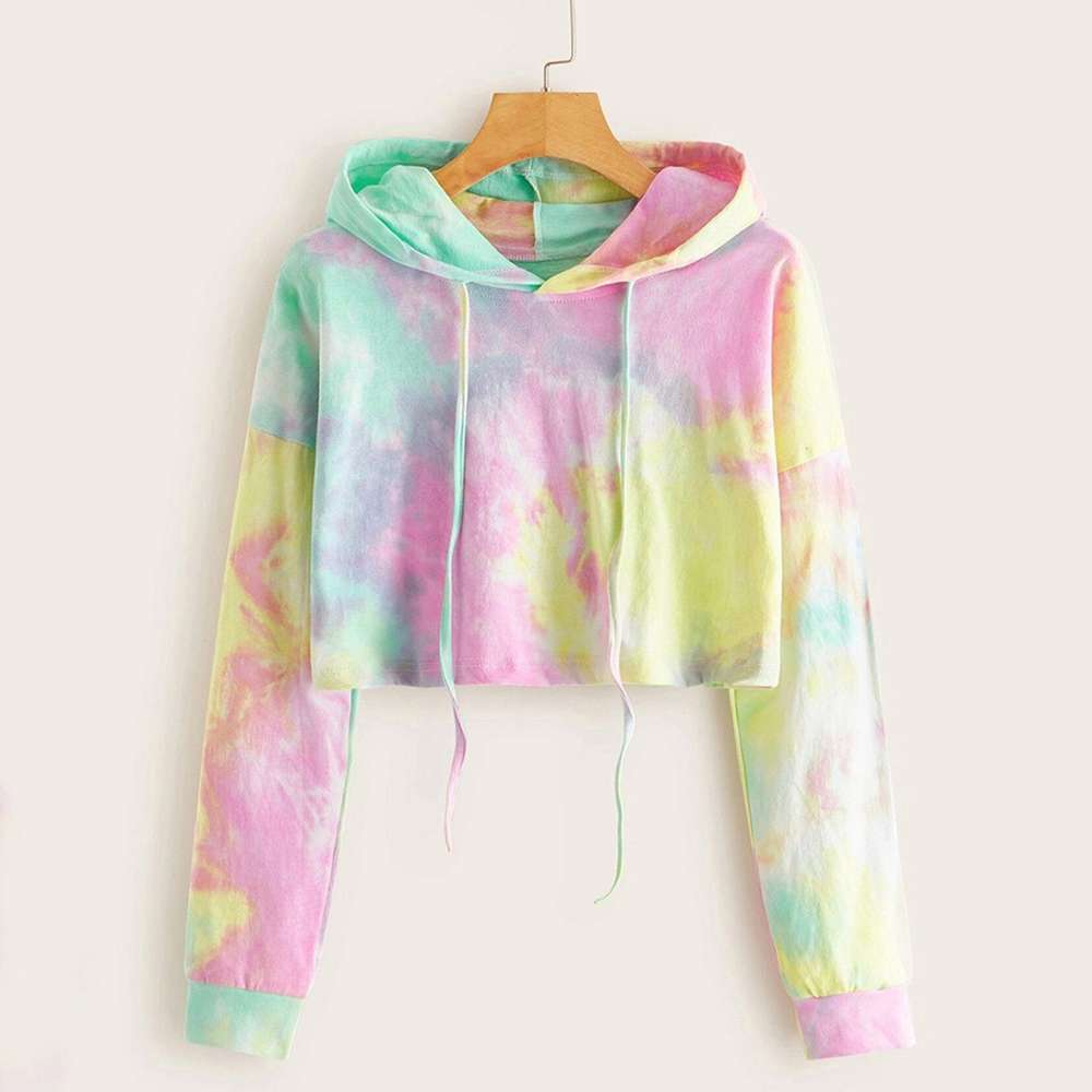 Hoodies Women Rainbow Tie Dye Print Women's Sweatshirt - Minihomy