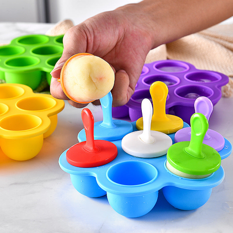 Kitchen Summer Home-Made Ice Cream 7-Hole Silicone Popsicle Multifunctional Ice Tray Mold - Minihomy