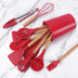 11 Piece Set Of Silicone Kitchenware With Wooden Handle In Storage Bucket