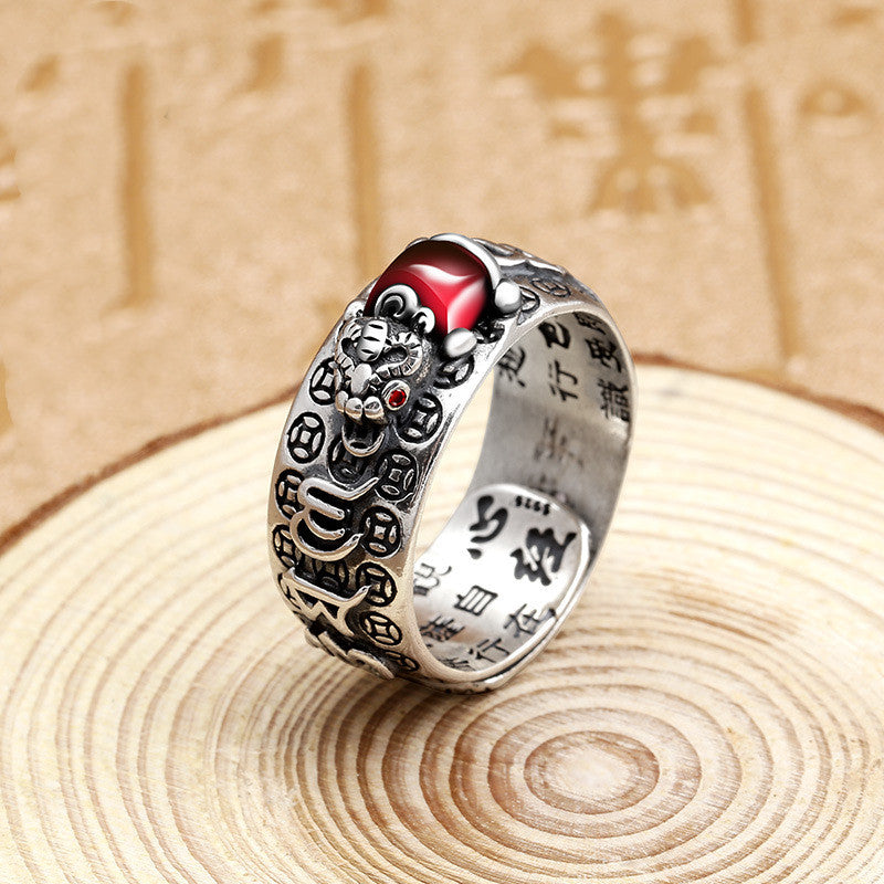 Little Pixiu Heart Sutra Ring Men And Women Lucky