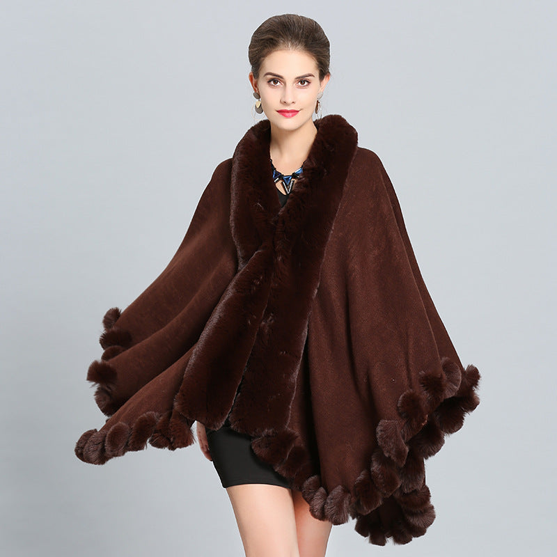 Winter Thick Shawl Imitation Fur Long Collar