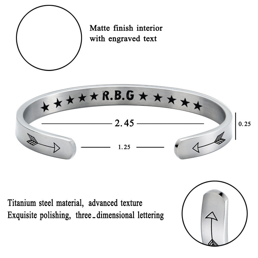 Stainless Steel C-Shaped Justice RBG Ginsburg Bracelet - Minihomy