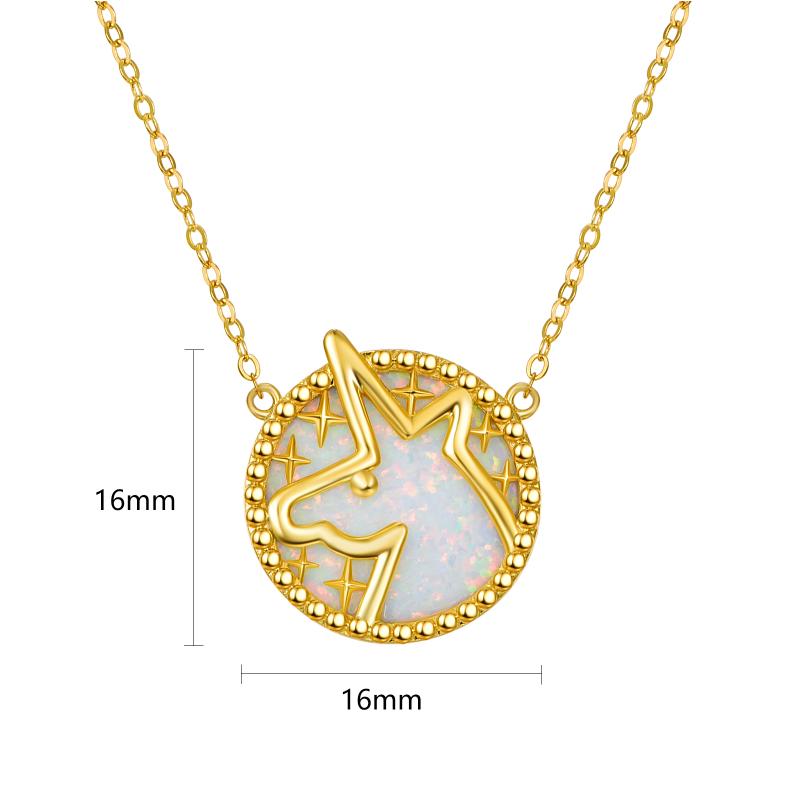 S925 Sterling Silver Unicorn Gold Plated Unicorn Opal Pendant Magical Necklace Jewelry