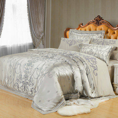 Ice Silk Jacquard High-end Linen And Cotton Bedding Set