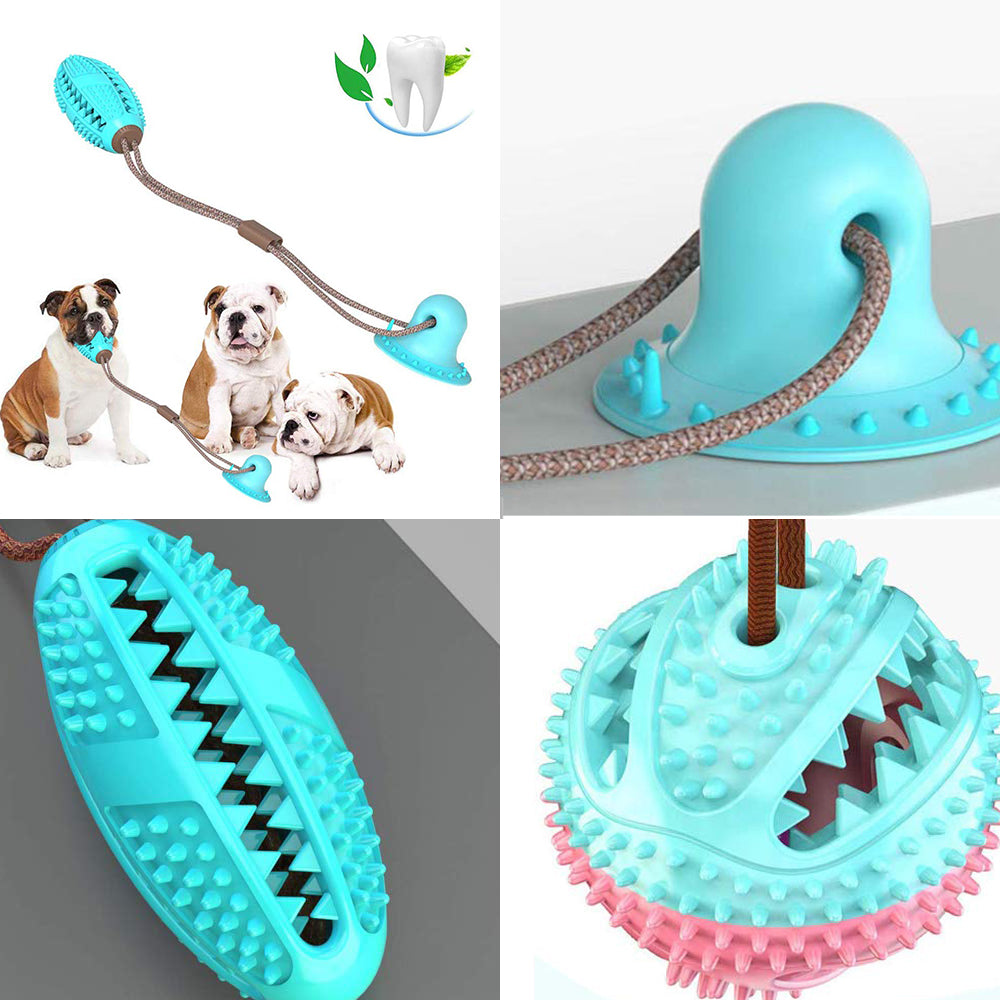 Dog Toys Silicon Suction Cup Tug Interactive Dog Ball Toy For Pet Chew Bite Tooth Cleaning Toothbrush Feeding Pet Supplies - Minihomy