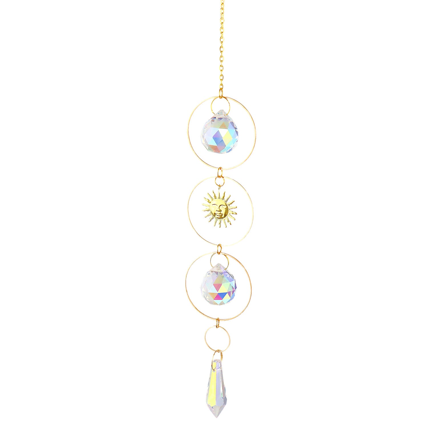 Crystal Sun Catcher Moon Star Wind Chime Pendant - Minihomy