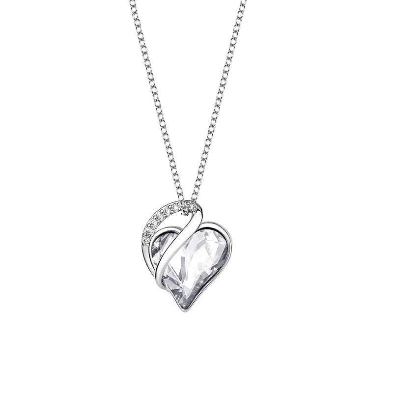 925 Sliver Heart Shaped Geometric Necklace Jewelry Women's - Minihomy