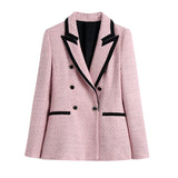 Long-Sleeve Double-Breasted Woolen Blazers Coat