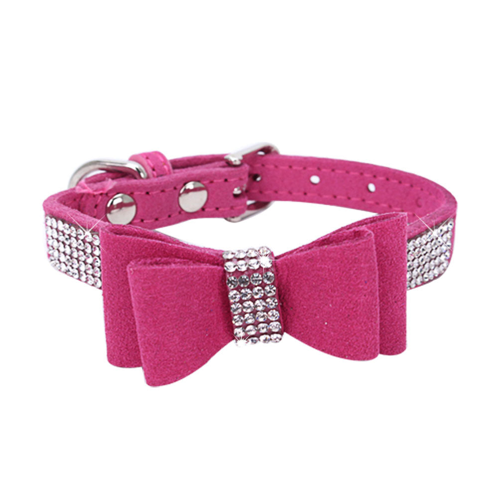 Rhinestone Bow Pet Dog Collar Leash - Minihomy