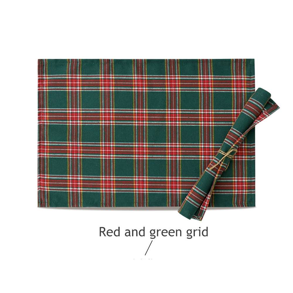 Christmas Series New Year Cloth Plaid Table Flag Insulation Pad - Minihomy