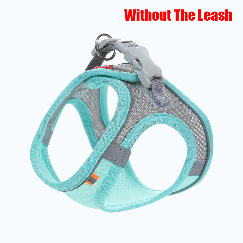 Pet Mesh Chest Harness Dog Go Out Reflective Leash - Minihomy