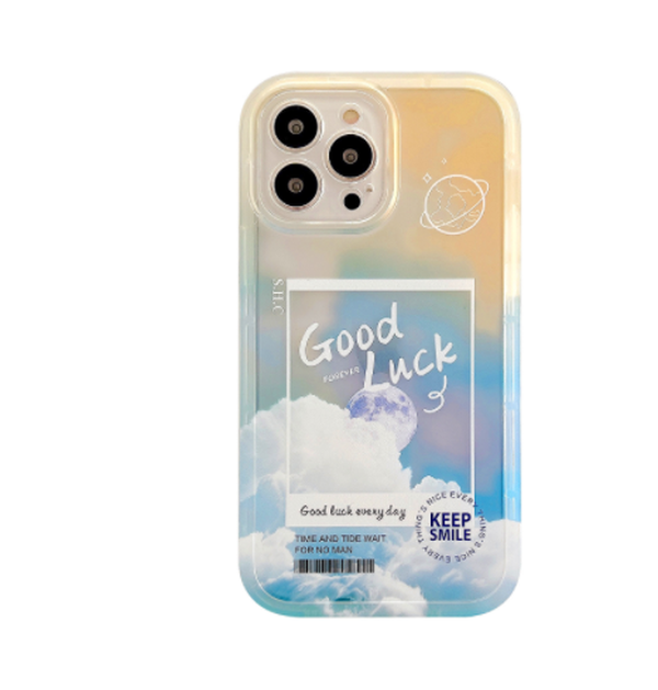 Gradient Transparent Color Cloud Letter Mobile Phone Case - Minihomy