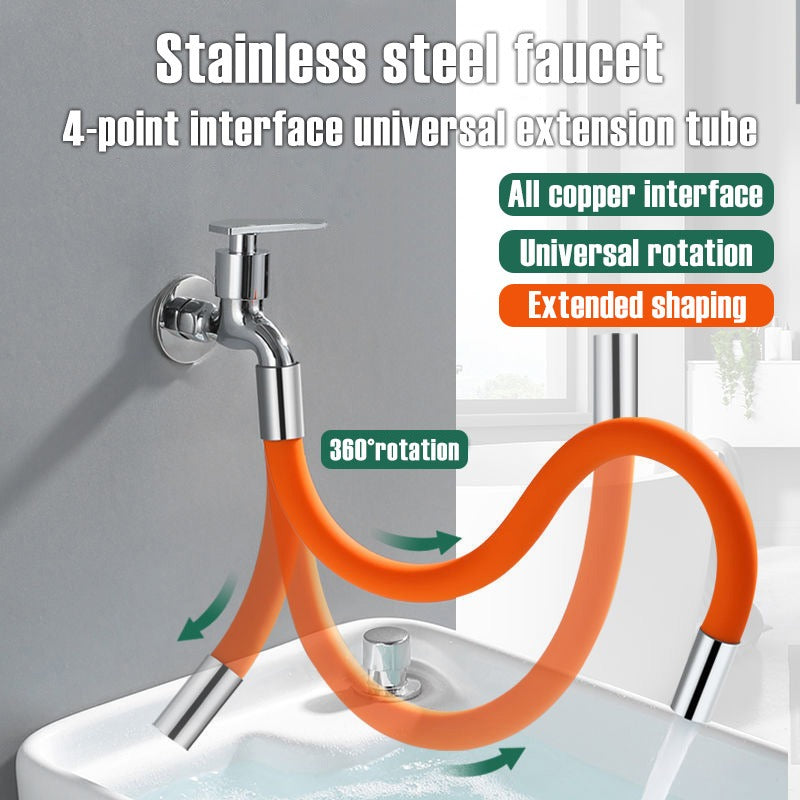 Bathroom 360 Rotation Adjust Free Bending Faucet Splash-proof Universal Extension Tube