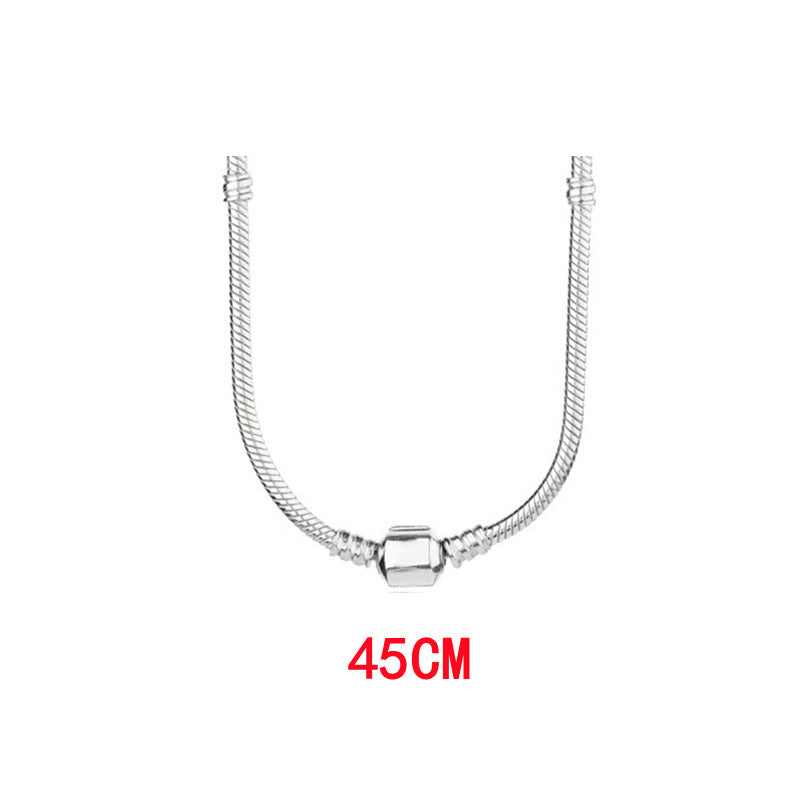 S925 Silver Snake Bone Chain Round Buckle Snake Bone Chain Necklace