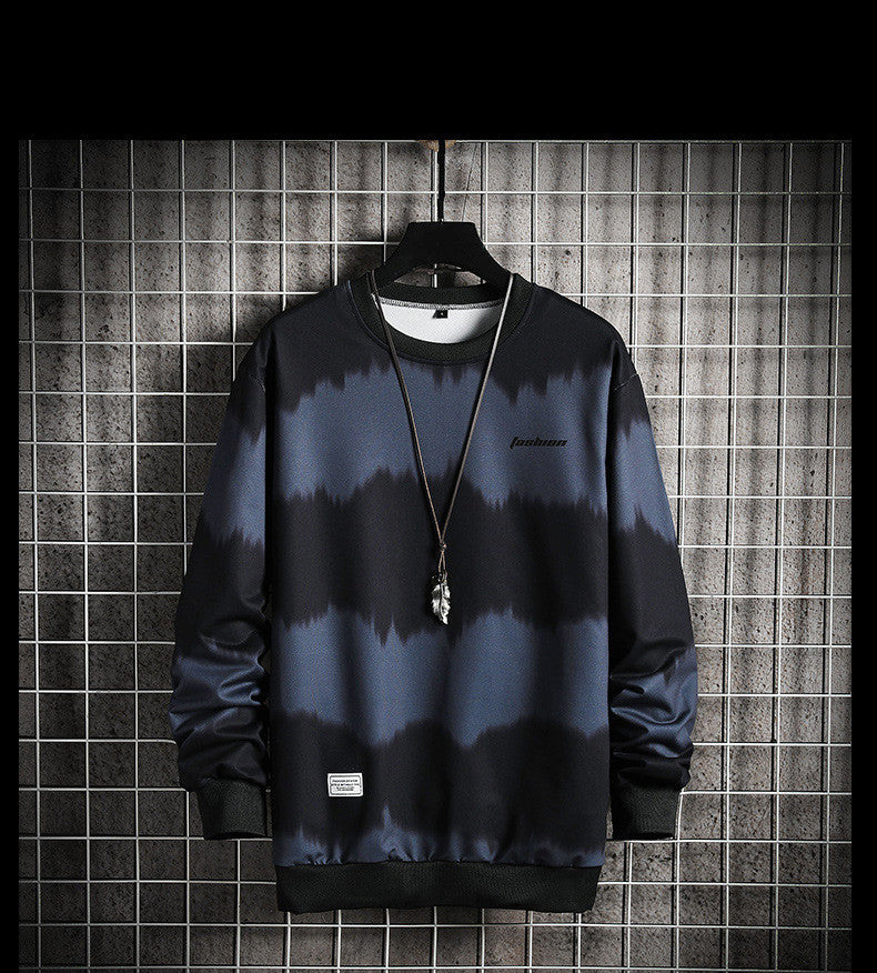 Two-tone Tie-dye Plus Size Loose Casual Men's Sweater