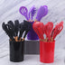 11 Piece Set Of Silicone Kitchenware With Wooden Handle In Storage Bucket