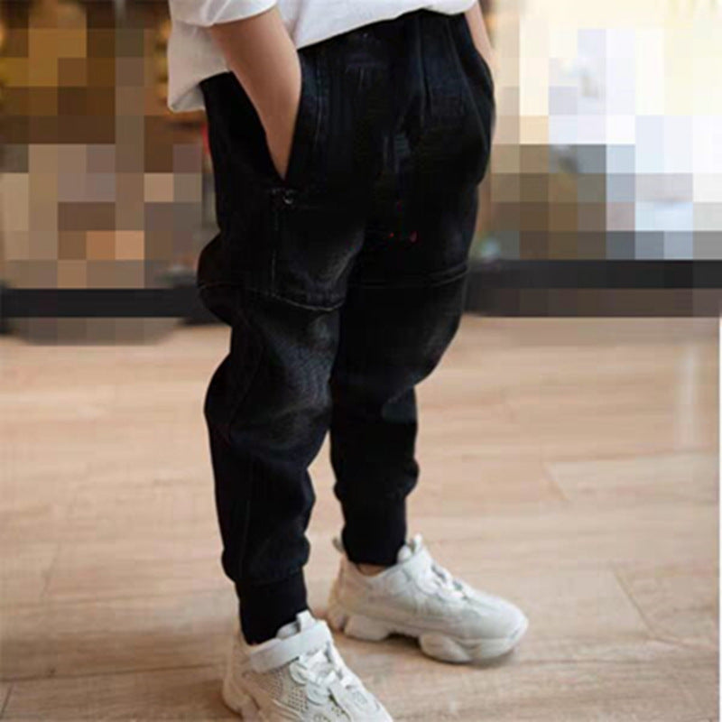 Kids Black Jeans Single Pants Spring And Autumn Boys Pants - Minihomy