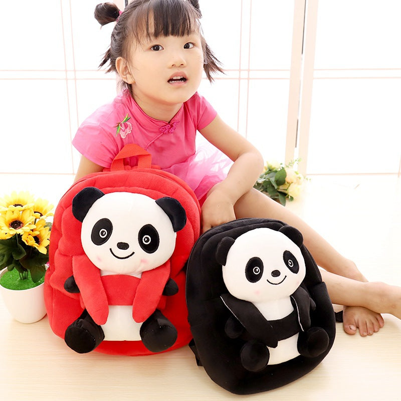 Cartoon panda plush children's school bag - Minihomy