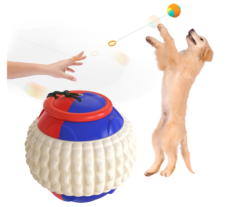 Pet Draw Rope Hand Throwing Ball ABS Grinding Teeth Resistant Chew Dog Training Ball - Minihomy