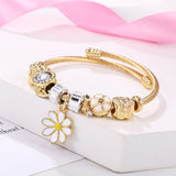 Stainless Steel Bracelet Series Star Mosaic Sun Flower Pendant Golden Bracelet