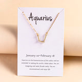 Star Zodiac Sign Necklace Jewelry 12 Constellation Rhinestone  With Card