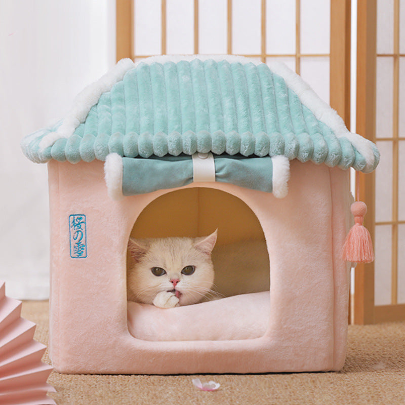 Cat House Removable And Washable Cat Bed Pet Supplies Enclosed Cat House Villa - Minihomy