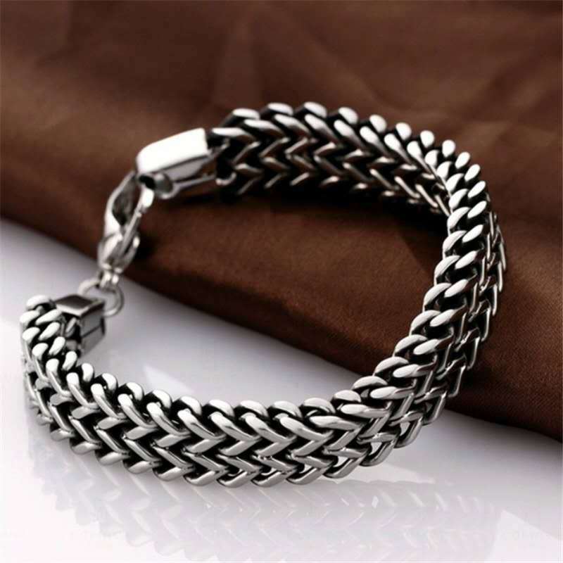 Double Row Stainless Steel Hip Hop Style Titanium Steel Bracelet