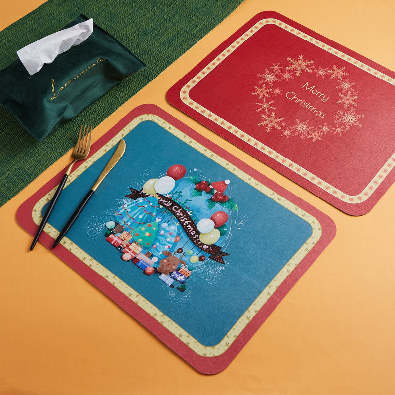 Christmas Leather American Retro Insulated Western Placemat - Minihomy