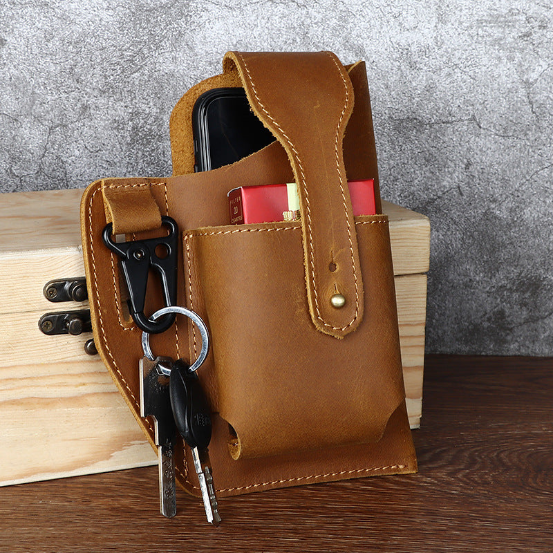 Men's Retro Leather Phone Hanging Belt Bag